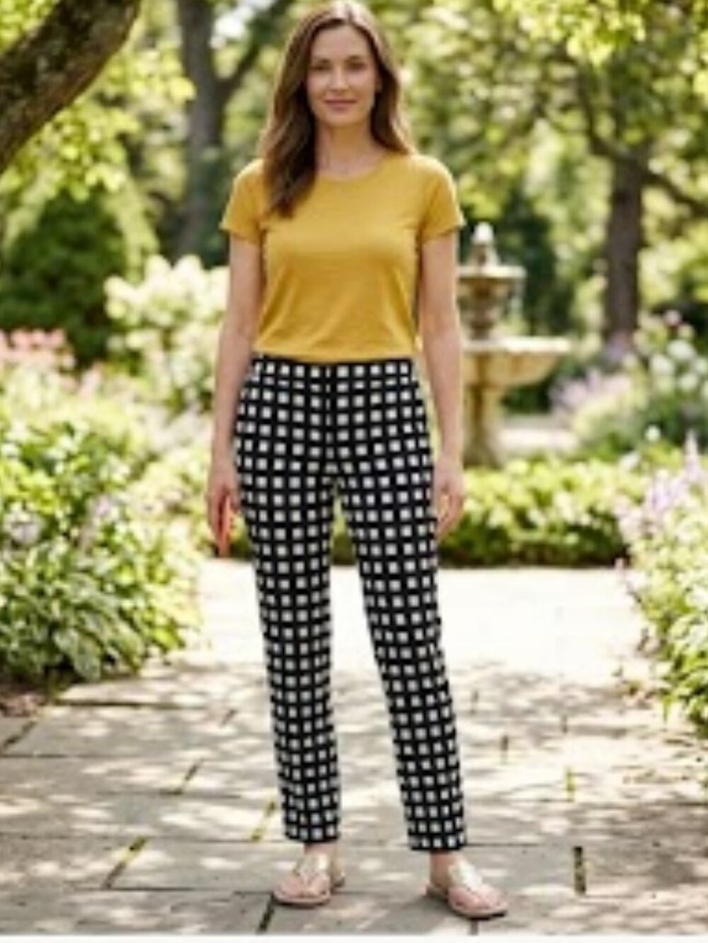 Women Banana Republic Gingham Print, Size 10